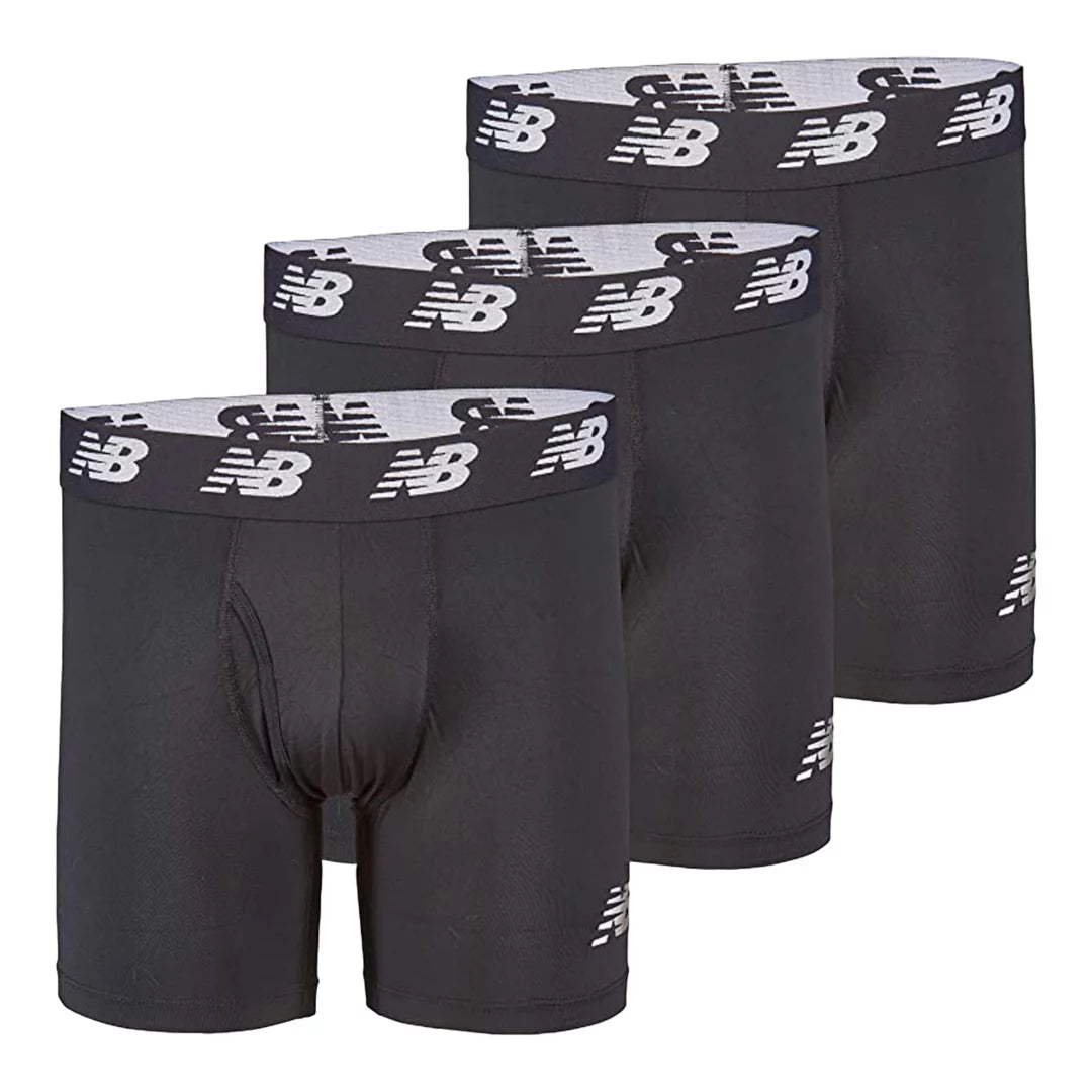 New Balance Mens Premium 6 Inch Boxer Brief with Fly 3 Pack For Men