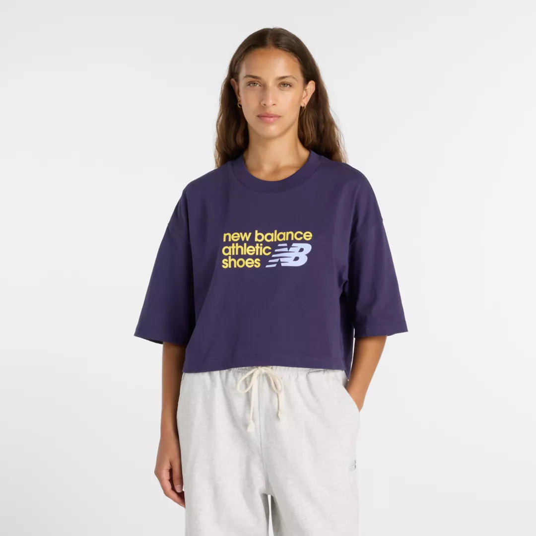 New Balance Athletics Premium Chest Logo Cropped T-Shirt For Women